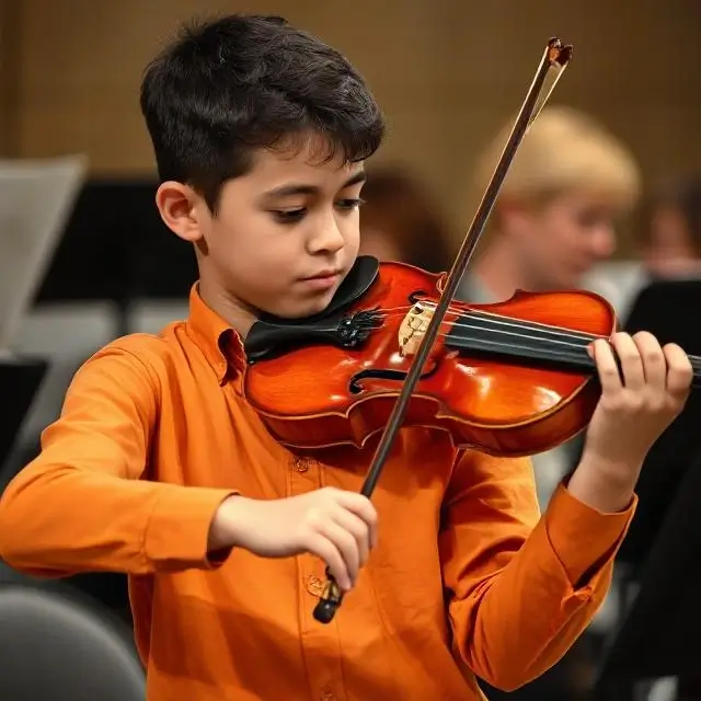 A student playing the violin.