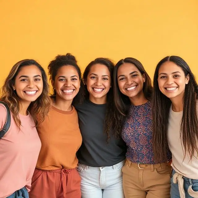 A diverse group of friends smiling together