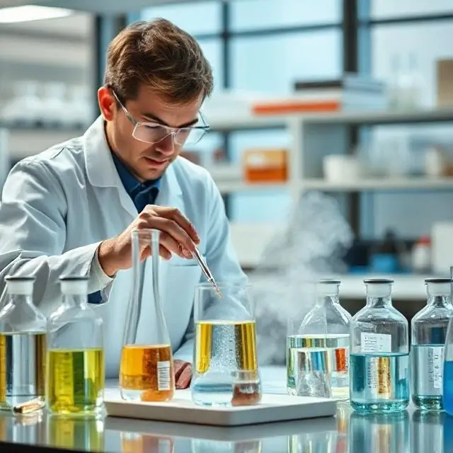 A focused science experiment in the lab