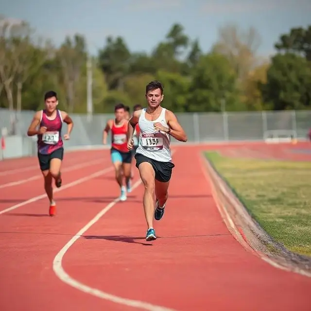 Runners on the track during a competition