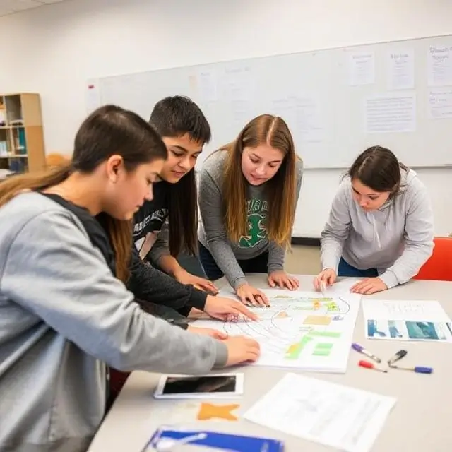 Students collaborating on a project