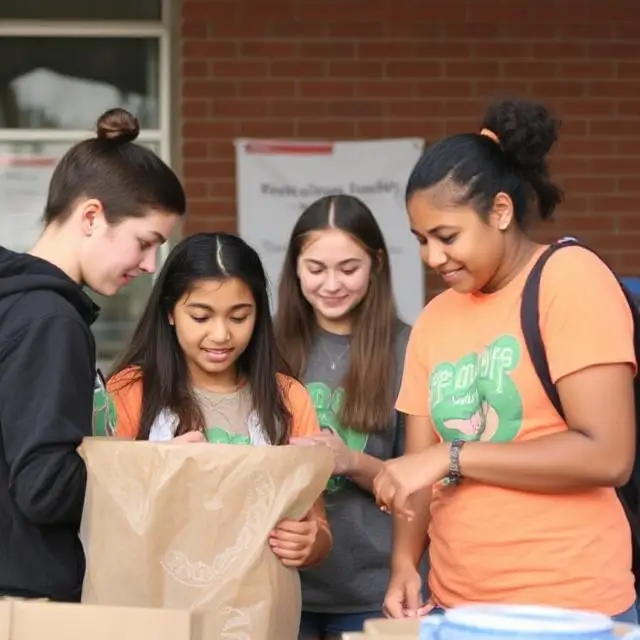 Students participating in a community service project.