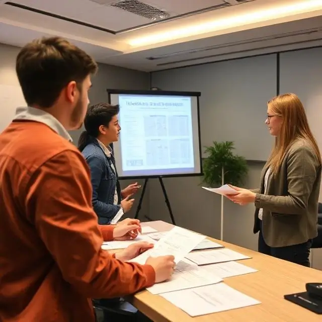 Students presenting a business plan.