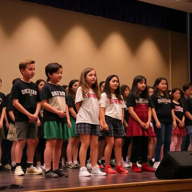 Students performing on stage