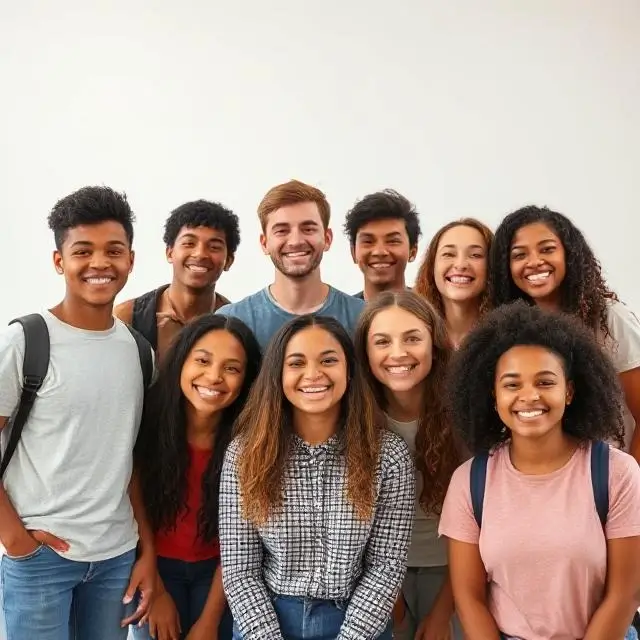 Diverse group of happy students