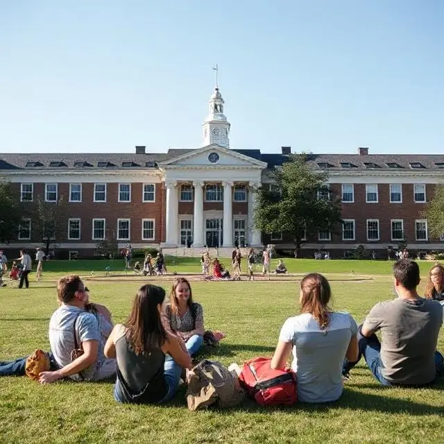 Students relaxing on the campus quad.